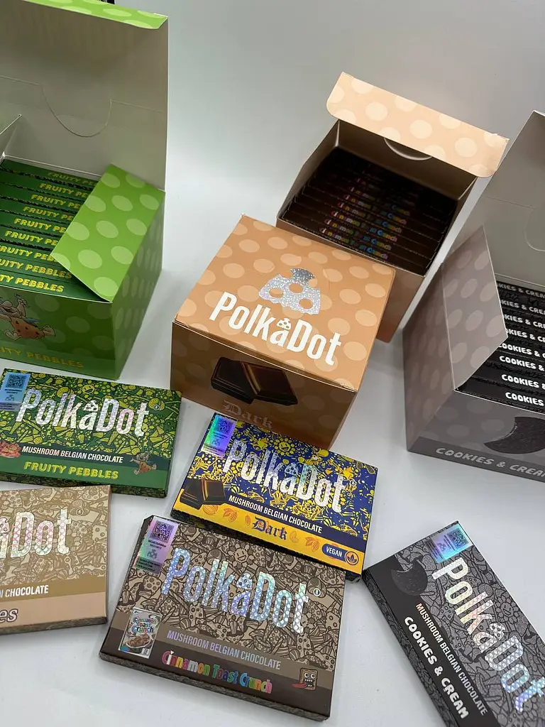 Buy-the-best-quality-PolkaDot-mushroom-chocolate-boxes-in-bulk